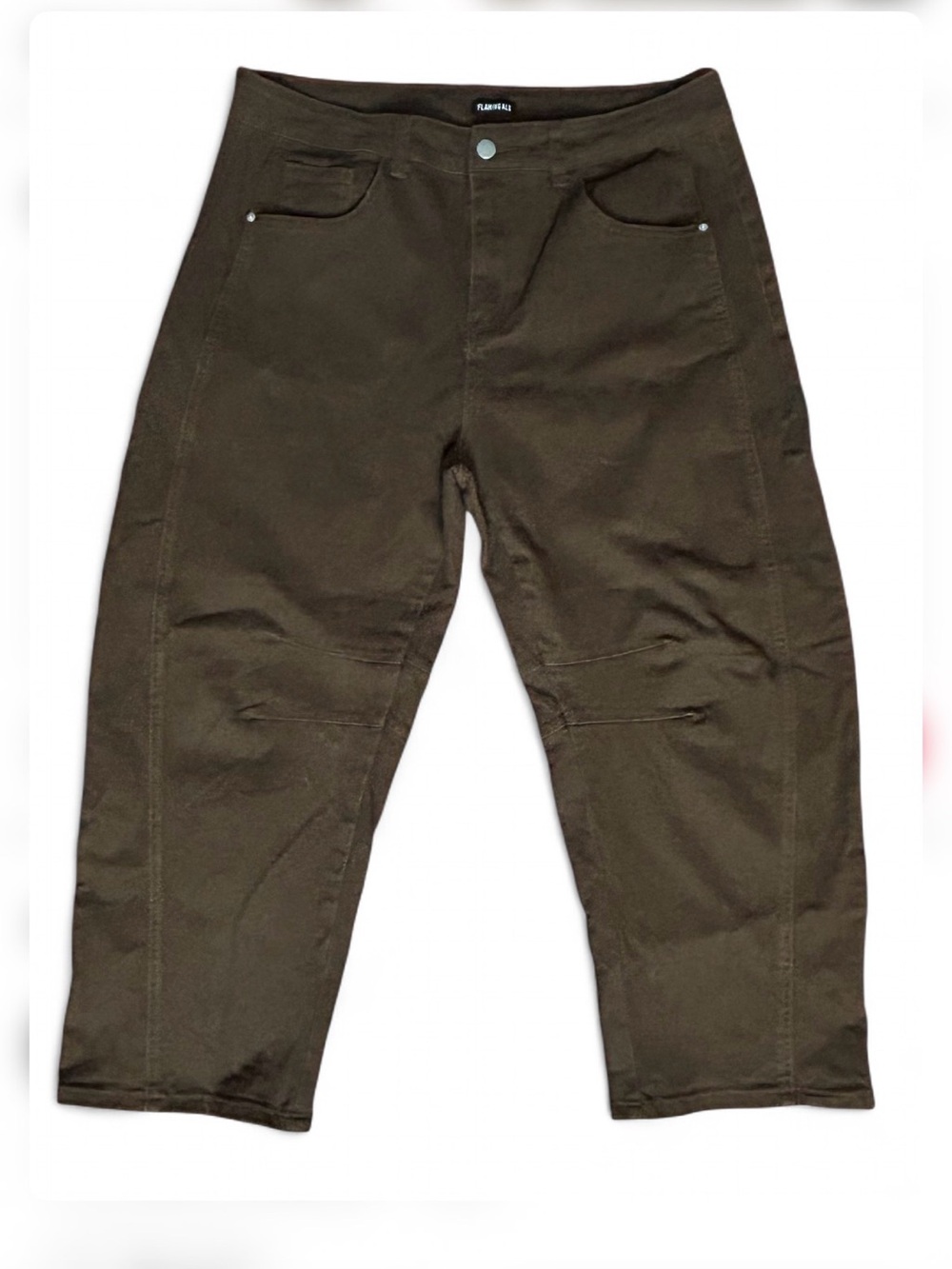 FLAMINGALS Dark Brown Barrel Fit 32x24 jeans W/Pockets and Knees design.